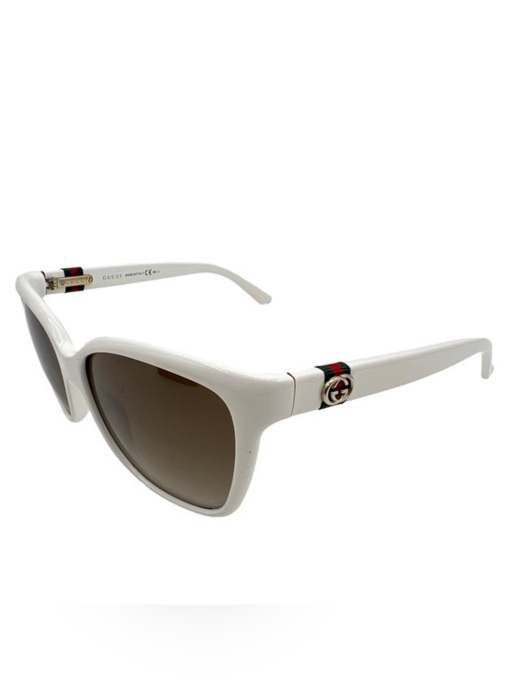 Gucci White Frame Sunglasses with Dark Lenses
